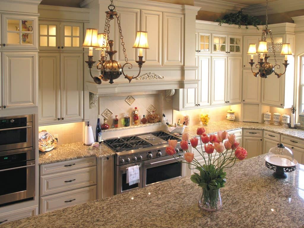 Elegant cream kitchen cabinet.